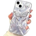 Trendy Butterfly Pattern Slim TPU Case for iPhone 15 - Shiny Silver, Shockproof & Stylish Cover Compatible with iPhone 15