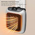 Miniatyrbilde 2 av 4: 800W veggplugg elektrisk varmeovn, Mini bærbar personlig varmeovn med fjernkontroll, 12-timers timer, LED-display.pa