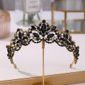 Miniatyrbilde 4 av 5: Svart Tiara for Kvinner Gull Krone for Jenter Bryllup Prinsesse Bursdag Krystall Strass Hodebånd