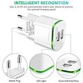 Miniatyrbilde 2 av 5: Dobbel USB vegglader med LED-indikator, 2-pakning 2.1A 5V 2-porters universalstrømforsyning for iPhone