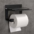 Pikkukuva 1 / 2: WC-paperiteline, seinään kiinnitettävä WC-paperiteline, itseliimautuva, musta alumiini--.pa