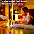 Miniatyrbilde 5 av 5: Sengebordslampe med berøring, gull Thinker-lampe skrivebordslampe trådløs oppladbar bærbar dekorativ nattlampe med USB-lading (gull, A)（PA）