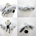 Miniatyrbilde 4 av 5: Kvinners renessanse tyll volang falsk krage lagdelt svart hvit mesh klovn choker blonder viktoriansk nakkeruff sjal cosplay rekvisita SQBB