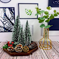 Miniatyrbild 3 av 5: Konstgjorda Mini Julgranar, Set med 4 st Miniatyr Sisal Frostade Julgranar Flaskborsteträd för Jul Hem Bordsprydnad (Grön)