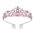 Kristall Strass Krona Hårprydnad Tiara ROSA Rosa