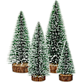 Miniatyrbild 1 av 5: Konstgjorda Mini Julgranar, Set med 4 Miniatyr Sisal Frostade Julgranar Flaskborstträd för Jul Hem Bordsdekoration (Grön)