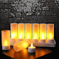 Miniatyrbild 3 av 4: Flamlösa ljus - 12 laddningsbara LED-flimrande teljus + 12 frostade koppar - Levereras med laddningsbas, inga batterier behövs - Perfect-XIN