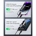 Miniatyrbillede 4 af 5: 52.5W Biloplader [USB C + USB A], PD & QC 3.0 Hurtigopladende USB-adapter, Bilopladningsadapter til iPhone iPad Samsung