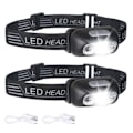 Pikkukuva 1 / 5: 2-pack USB-ladattava otsalamppu, IPX6-vesitiivis, ultralieve superkirkas 160 lumenin LED-otsalamppu liiketunnistimella ja punaisella valolla