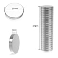 Pikkukuva 5 / 5: Neodyymimagneetti, 20 kappaletta erittäin vahvoja jääkaappimagneetteja 20x3 mm pieniä pyöreitä magneetteja jääkaappiin