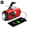 Miniatyrbilde 1 av 5: Vevradio med Solcellepanel, Lommelykt og Powerbank rød red