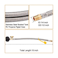 Miniatyrbillede 3 af 5: 15 tommer RV Propanslange Pigtail med Måler til 5-40Lb Tanke - Rustfri Flettet Propanslange Hurtig