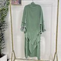 Miniatyrbild 2 av 5: Ramadan Eid Muslimsk Kvinna Jilbab 2-delad Abaya med Hijab Lång Khimar Niqab Set Hel Klänning Bönekläder Islam Outfit Djellaba Burqa Grön Set M...