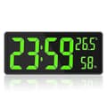 Stor digital väggklocka med LED-display, temperatur, luftfuktighet, datum, alarm, för sovrum, kontor, klassrum, grön green
