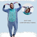 Miniatyrbilde 3 av 3: Snug Fit Unisex Voksen Onesie Pyjamas, Flanell Cosplay Dyr En-delt Halloween Kostyme Sovklær Hjemmekler Q Grisunge 85cm BlueStitch 105cm BlueStitch 105cm