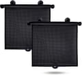 Bilfönstersolskydd, infällbart PVC UV-skydd och insynsskydd med sugkoppar, 2-pack för barn, 38 x 43 cm, svart