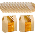 Miniatyrbilde 1 av 5: 50 stk. Kraft Food Packaging papirpose, brødpose med vindu,—PA