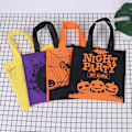 Miniatyrbillede 1 af 5: 4 stk. Halloween-gaveposer i non-woven-materiale, genanvendelige græskar, spøgelsesslot, edderkoppe-tote-taske til Halloween-fest, Halloween-gaver (7,8\" x 7,7\" x 3,3\")