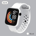 Miniatyrbilde 1 av 5: Elektrisk klokke C-6 Barnas regnbue digital display liten firkantet LED tid kalender armbåndsur hvit