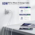 Miniatyrbilde 2 av 5: 2-pakke 3FT USB C til USB C-kabel - sertifisert hurtigladekabel for iPhone 15 Pro Max, Samsung S23, iPad Pro, MacBook Air