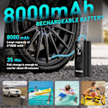 Pikkukuva 2 / 4: Sähköinen rengaspumppu ilmakompressori, 8000mAh USB-ladattava akku auton rengaspumppu, 150PSI kannettava digitaalinen rengaspumppu LED-valolla（PA）