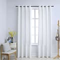 Mörkläggningsgardiner, 2-pack med metallringar, mockakänsla, polyester för vardagsrum sovrum, benvit 140 x 175 cm Vit