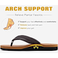 Miniatyrbild 3 av 3: Yoga Mat Flip-flops i läder för män med stöd för fotvalvet, bekväma vadderade promenadsandaler, slip-on för inom- och utomhusbruk