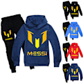 Miniatyrbilde 2 av 3: Barn Messi Vår Høst Treningsdress Sett Hoodie Genser T-skjorte + Sportbukser Mørkblå Dark blue 140cm Dark blue 140cm