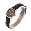 Miniatyrbillede 2 af 5: Kvindes Analog Kvarts Ur PU Rem Armbånd Legering Kasse Kvinders Armbåndsur (Black Strap Black Dial)