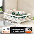 Miniatyrbild 4 av 5: Modernt diskställ torkställ 2 våningar diskställ 360° svängbar pip kolstål köksbänk organisatör White Double Layer