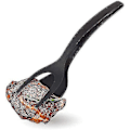 Miniatyrbilde 2 av 5: Stekespade for stekte egg, 2-i-1 silikon eggespade pannekaketang, svart（PA）