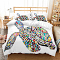 Miniatyrbild 3 av 5: Tecknad Havssköldpadda Kung & Drottning Täcke Set Söt Sköldpadda Barn Ocean Djur Quilt Täcke Polyester Överdrag