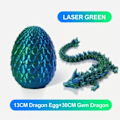 Miniatyrbilde 1 av 4: Overraskelsesdragegg Artikulert Krystalldrage Fidget Leke - 3D-Printet Dragesilke Blå Sølv