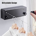 Miniatyrbilde 2 av 4: Uttrekkbar Klesnor, Kraftig, Innendørs & Utendørs, Dobbel Snor, Tørkestativ for Hotell, Hjem, Balkong, Klesvask (Svart)