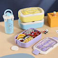 Miniatyrbild 5 av 5: Bentobox-set, Bentobox för barn och vuxna, Återanvändbara matlådor med gaffel och sked (utan kopp) Purple
