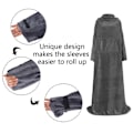Miniatyrbillede 4 af 5: Bærbar fleece med ærmer Vinterblød sofafleece Fullbody sort grå—PA