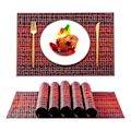 Miniatyrbillede 1 af 3: Bordstabletter til spisebord, sæt af 6, vaskbare, varmebestandige, skridsikre, PVC-belagte, vævede, vinylbordstabletter til hjem, køkken, restaurant - Blå