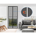 Miniatyrbilde 3 av 5: Fluedører Myggnett Gardin Insektnett for å holde fluer og insekter ute, Myggnett Franske dører, Dobbeldør Magnetisk Myggnett Dører Svart Black 150*230CM