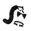Miniatyrbillede 1 af 5: 1/2/3/5 3stk. Pelsagtige Katteøre Hale Læderchoker Halloween Lolita Sort Kitty 1 Stk.—PA