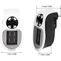 Miniatyrbillede 2 af 4: Mini elektrisk radiator 500W, sort og hvid, Bærbar, vægmonteret, til hjemmet.pa