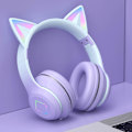Miniatyrbilde 2 av 6: Over-Ear hodetelefoner for barn Trådløse Bluetooth Søte katteører RGB sammenleggbar lyd med mikrofon for jenter Volumkontroll Headset for kvinner