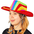 Miniatyrbild 5 av 5: Regnbågsfärgad Cowboyhatt för Prideparad, Maskeradfest (Vuxen, One Size)