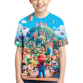 Miniatyrbilde 1 av 3: Gutt Nintendo Super Mario Run grafisk T-skjorte tegneserie korthjertet A