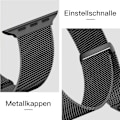 Miniatyrbillede 4 af 5: Sort metalarmbånd kompatibelt med Apple Watch-rem 42/44/45MM til kvinder og mænd, mesh i rustfrit stål til iWatch/Apple Watch Series 8/7/6/SE/