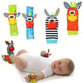 Babysensoriska skallersockor och handledsskallror Fotfinnare Leksaker för spädbarn 3 till 12 månader 4-pack