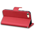 Miniatyrbillede 4 af 4: Kompatibel iPhone SE 2020/8/7 Cover - Stødtæt Sjov 3D Dyr Kat Flip PU Læder Sød Magnetisk Lukning Stativ Cover - Rød