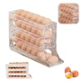 Miniatyrbild 1 av 4: 1:a Äggbehållare för Kylskåp, Äggdispenser Automatisk Rullande Äggbricka Förvaring 30 Ägg Transparent Transparent