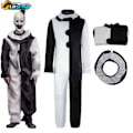 Miniatyrbillede 4 af 5: Art The Clown Cosplay Film Terrifier 2 Art The Clown Cosplay Kostume Jumpsuit Maske Halloween Kostumer Maske til Mænd Kvinder Maske A(en størrelse) S