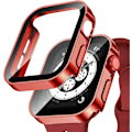 Miniatyrbillede 1 af 5: Vandtæt etui til Apple Watch 7 8 9 45 mm 41 mm skærmbeskytter Glas+ cover Bumper hærdet iWatch 5 SE 6 44 mm 40 mm Tilbehør Rød