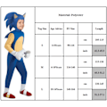 Miniatyrbilde 5 av 5: Sonic The Hedgehog Cosplay Kostyme for Barn, Gutter, Jenter - 10-14 år = EU 140-164 Overall + Maske + Hansker 3-4 år = EU 92-98 Overall + Mask + Handskar 3-4 år = EU 92-98